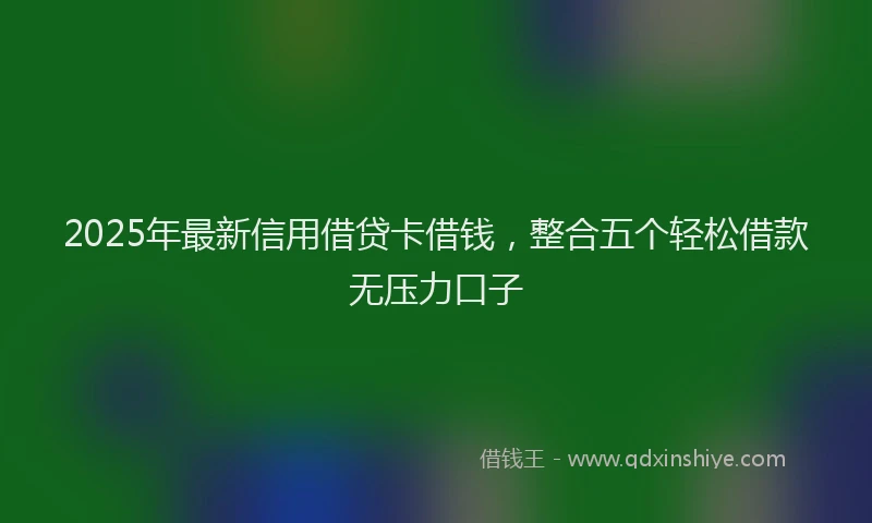 2025年最新信用借贷卡借钱，整合五个轻松借款无压力口子