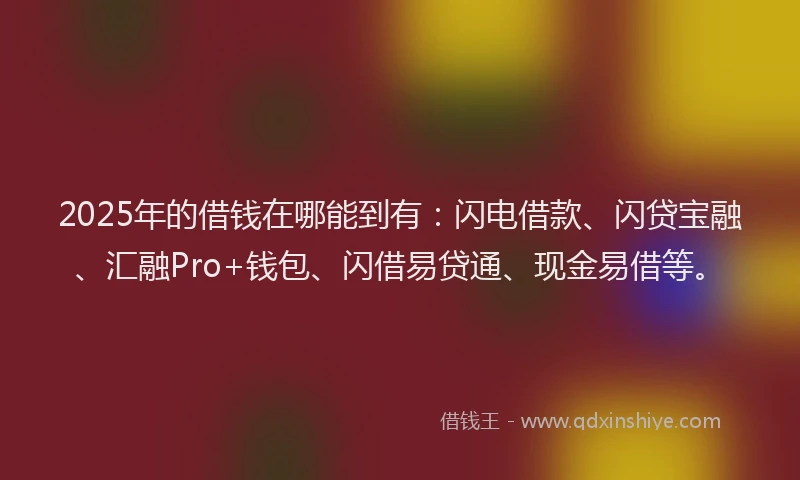 2025年的借钱在哪能到有：闪电借款、闪贷宝融、汇融Pro+钱包、闪借易贷通、现金易借等。