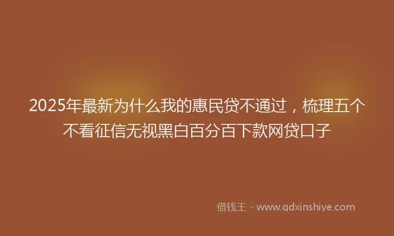 2025年最新为什么我的惠民贷不通过，梳理五个不看征信无视黑白百分百下款网贷口子