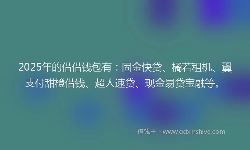 2025年的借借钱包有：固金快贷、橘若租机、翼支付甜橙借钱、超人速贷、现金易贷宝融等。
