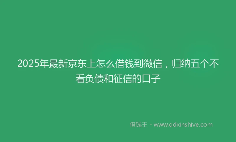 2025年最新京东上怎么借钱到微信，归纳五个不看负债和征信的口子
