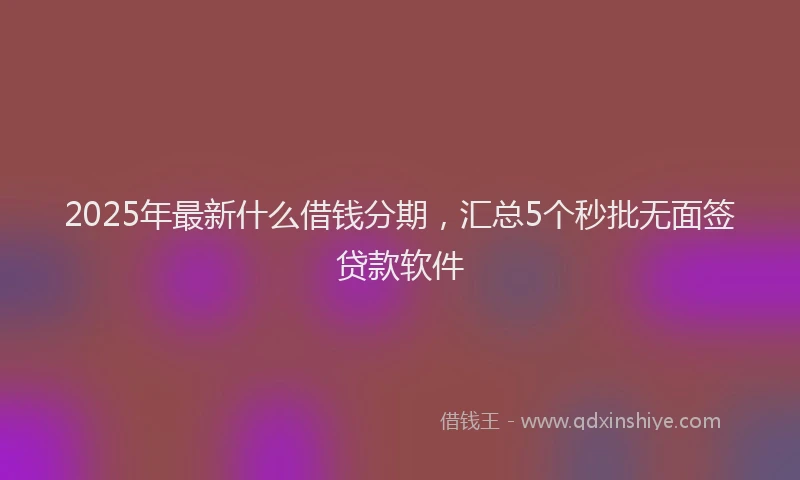 2025年最新什么借钱分期，汇总5个秒批无面签贷款软件