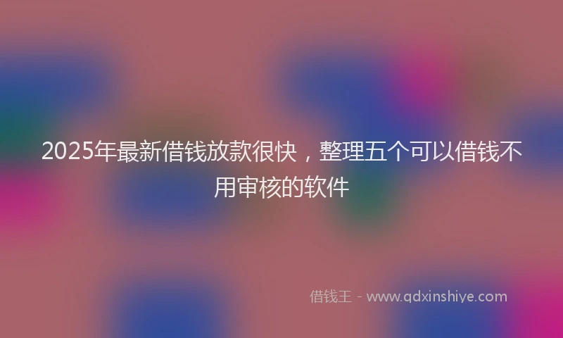 2025年最新借钱放款很快，整理五个可以借钱不用审核的软件