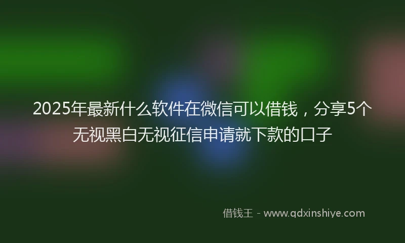 2025年最新什么软件在微信可以借钱，分享5个无视黑白无视征信申请就下款的口子