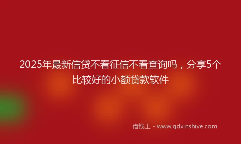 2025年最新信贷不看征信不看查询吗，分享5个比较好的小额贷款软件