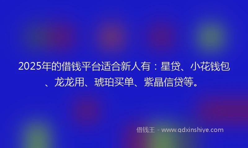 2025年的借钱平台适合新人有：星贷、小花钱包、龙龙用、琥珀买单、紫晶信贷等。