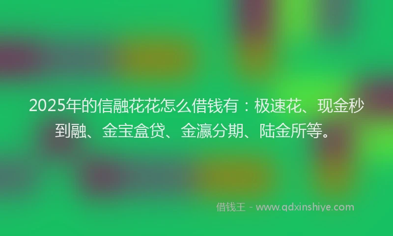 2025年的信融花花怎么借钱有：极速花、现金秒到融、金宝盒贷、金瀛分期、陆金所等。