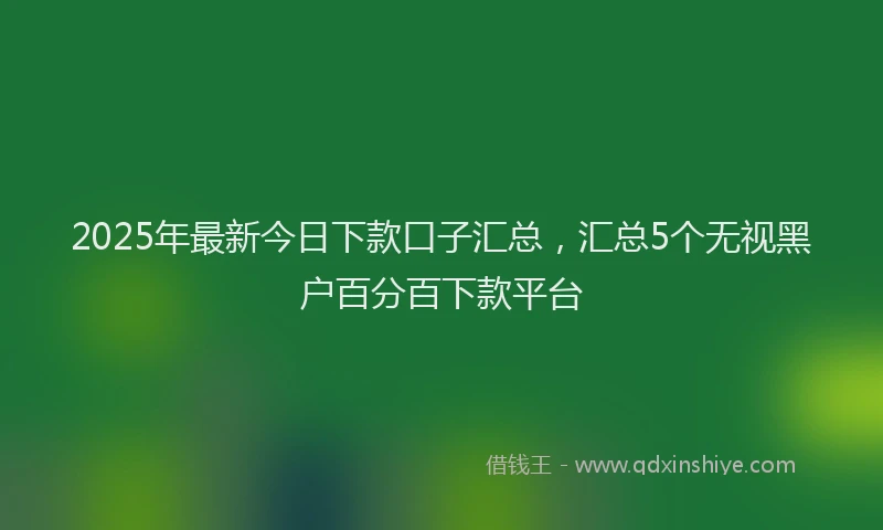 2025年最新今日下款口子汇总，汇总5个无视黑户百分百下款平台