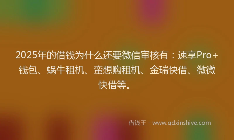 2025年的借钱为什么还要微信审核有：速享Pro+钱包、蜗牛租机、蛮想购租机、金瑞快借、微微快借等。
