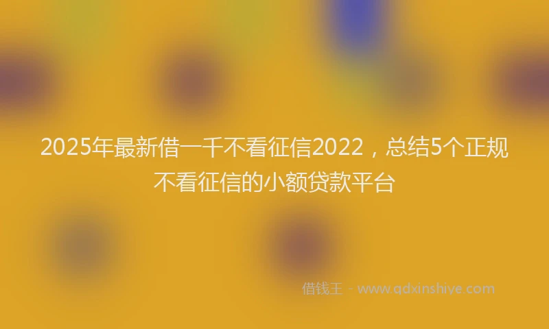 2025年最新借一千不看征信2022，总结5个正规不看征信的小额贷款平台