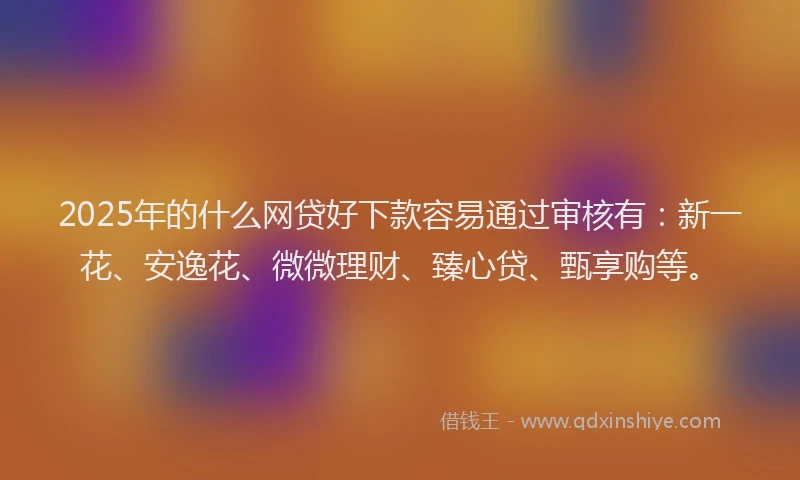 2025年的什么网贷好下款容易通过审核有：新一花、安逸花、微微理财、臻心贷、甄享购等。