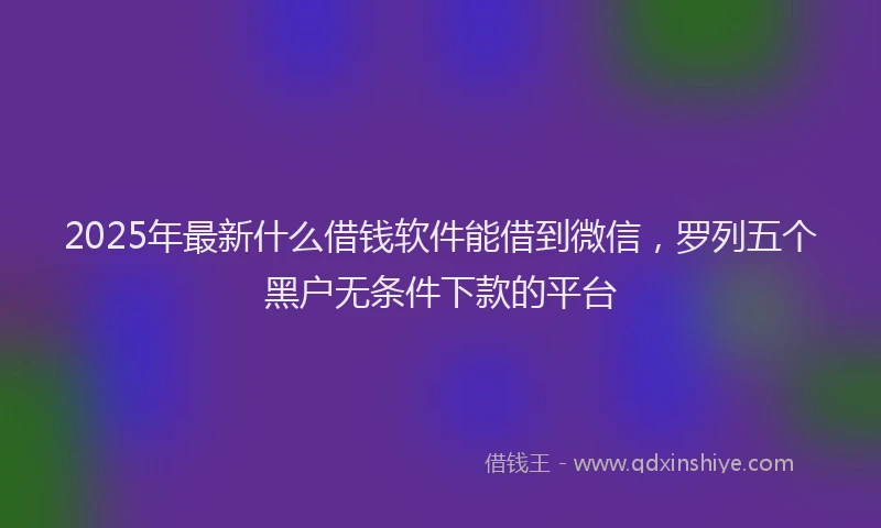 2025年最新什么借钱软件能借到微信，罗列五个黑户无条件下款的平台