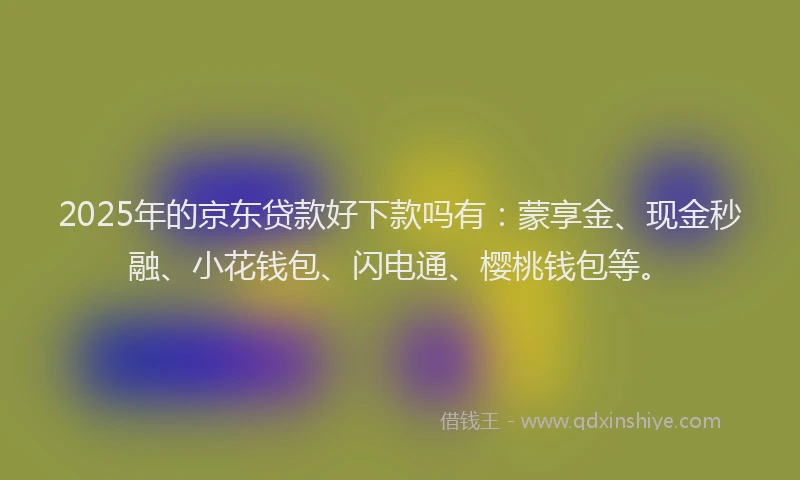 2025年的京东贷款好下款吗有：蒙享金、现金秒融、小花钱包、闪电通、樱桃钱包等。