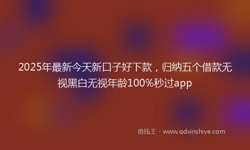 2025年最新今天新口子好下款，归纳五个借款无视黑白无视年龄100%秒过app