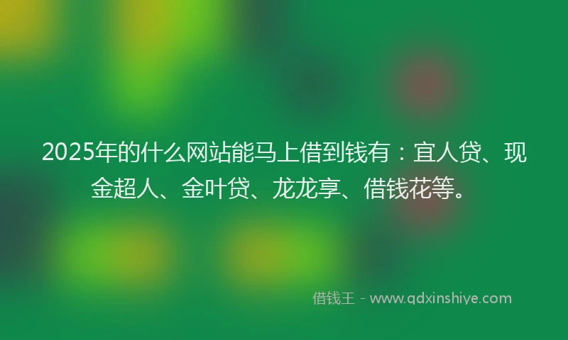 2025年的什么网站能马上借到钱有：宜人贷、现金超人、金叶贷、龙龙享、借钱花等。