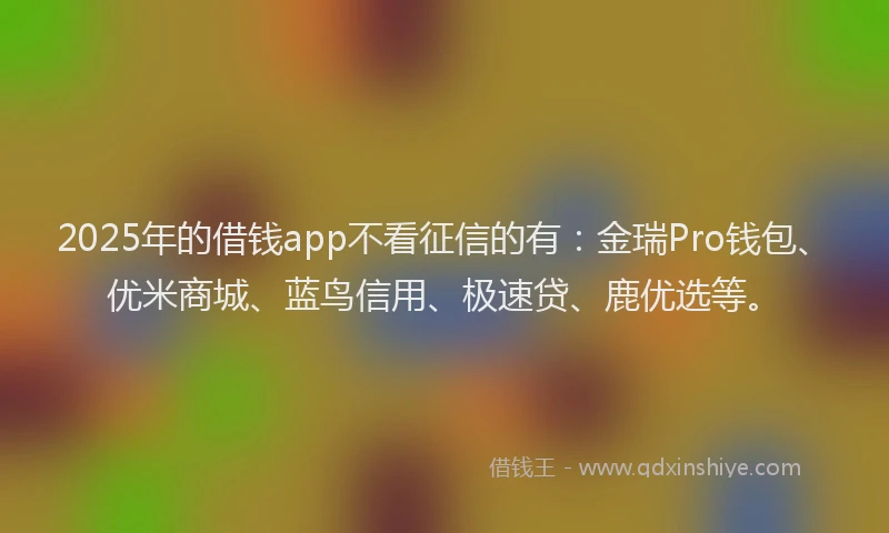 2025年的借钱app不看征信的有：金瑞Pro钱包、优米商城、蓝鸟信用、极速贷、鹿优选等。