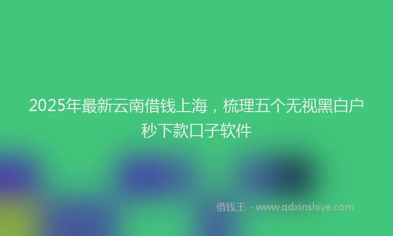 2025年最新云南借钱上海，梳理五个无视黑白户秒下款口子软件