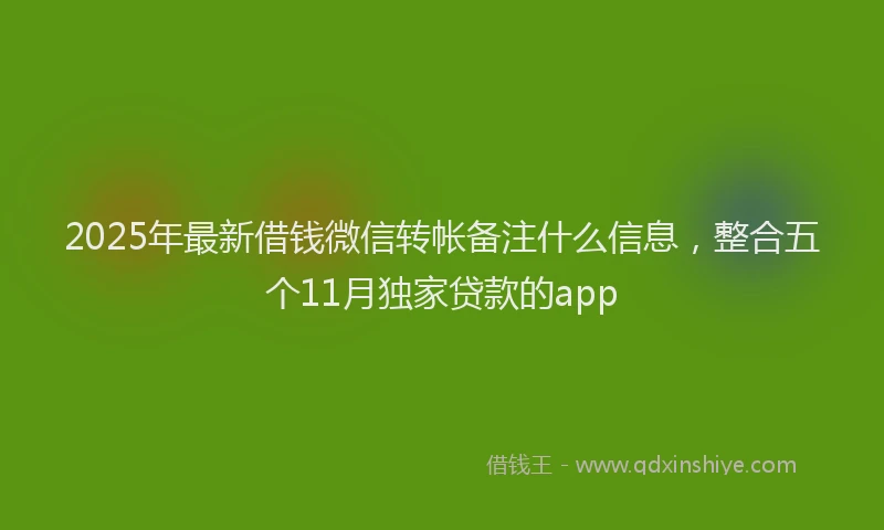 2025年最新借钱微信转帐备注什么信息，整合五个11月独家贷款的app