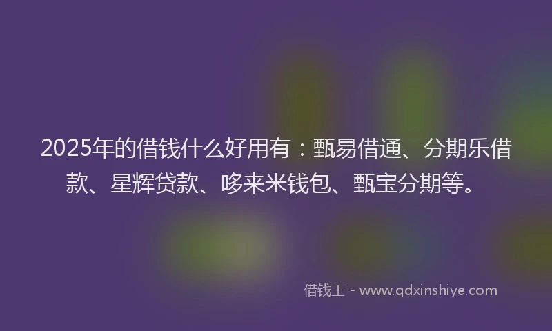 2025年的借钱什么好用有：甄易借通、分期乐借款、星辉贷款、哆来米钱包、甄宝分期等。