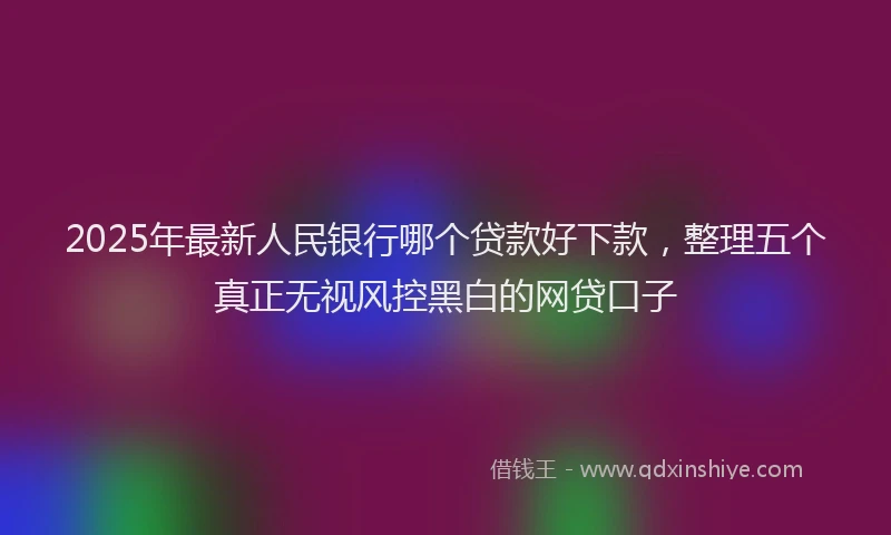 2025年最新人民银行哪个贷款好下款，整理五个真正无视风控黑白的网贷口子