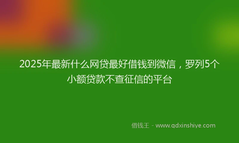 2025年最新什么网贷最好借钱到微信，罗列5个小额贷款不查征信的平台