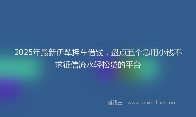 2025年最新伊犁押车借钱，盘点五个急用小钱不求征信流水轻松贷的平台