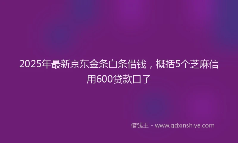 2025年最新京东金条白条借钱，概括5个芝麻信用600贷款口子