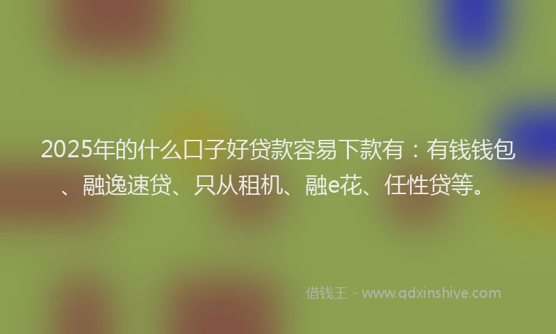 2025年的什么口子好贷款容易下款有：有钱钱包、融逸速贷、只从租机、融e花、任性贷等。