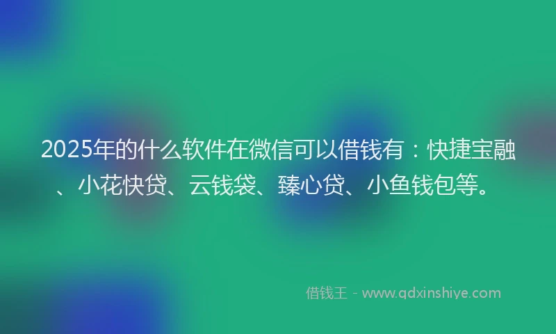 2025年的什么软件在微信可以借钱有：快捷宝融、小花快贷、云钱袋、臻心贷、小鱼钱包等。