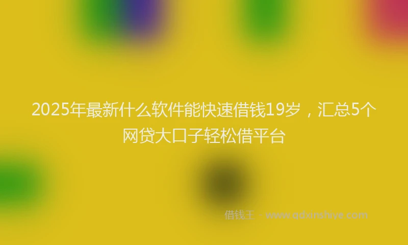 2025年最新什么软件能快速借钱19岁，汇总5个网贷大口子轻松借平台