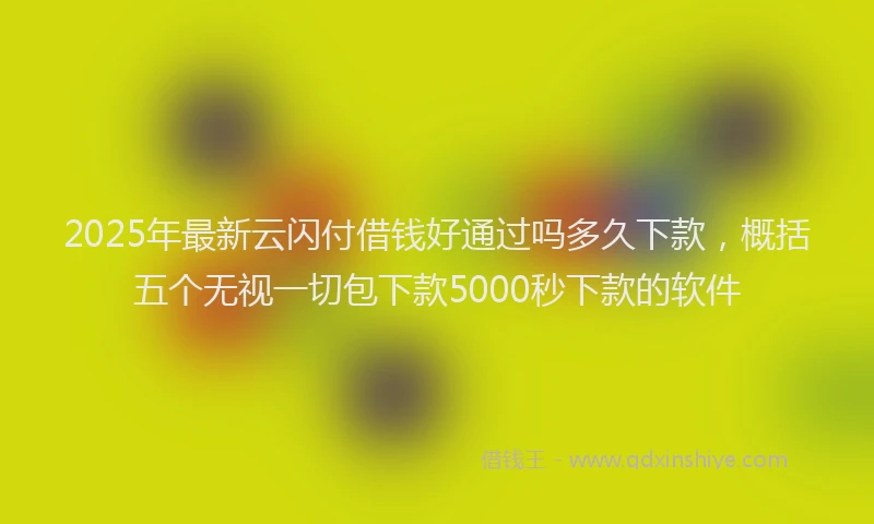 2025年最新云闪付借钱好通过吗多久下款，概括五个无视一切包下款5000秒下款的软件