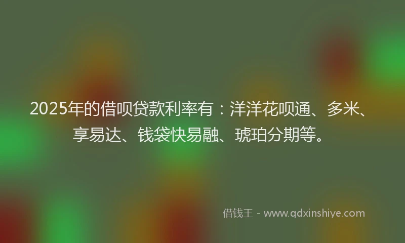 2025年的借呗贷款利率有：洋洋花呗通、多米、享易达、钱袋快易融、琥珀分期等。