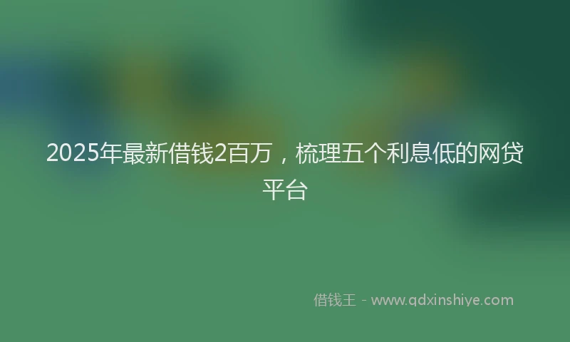 2025年最新借钱2百万，梳理五个利息低的网贷平台