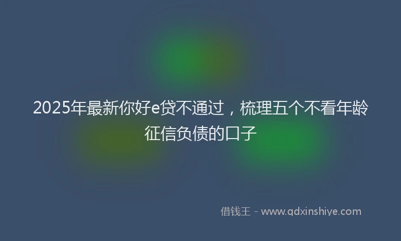 2025年最新你好e贷不通过，梳理五个不看年龄征信负债的口子