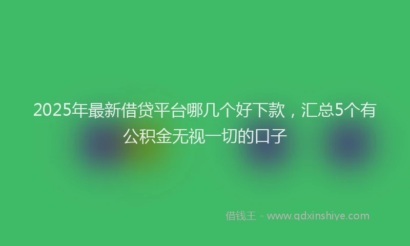 2025年最新借贷平台哪几个好下款，汇总5个有公积金无视一切的口子