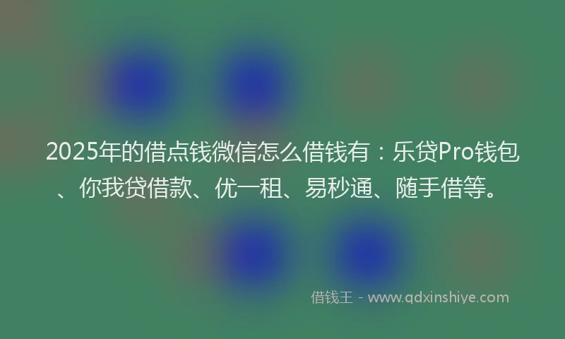 2025年的借点钱微信怎么借钱有：乐贷Pro钱包、你我贷借款、优一租、易秒通、随手借等。