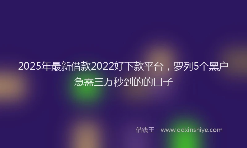 2025年最新借款2022好下款平台，罗列5个黑户急需三万秒到的的口子