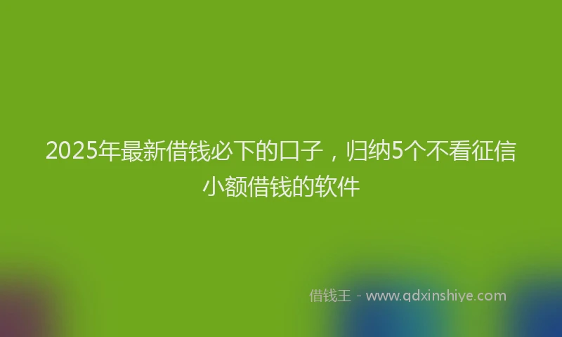 2025年最新借钱必下的口子，归纳5个不看征信小额借钱的软件