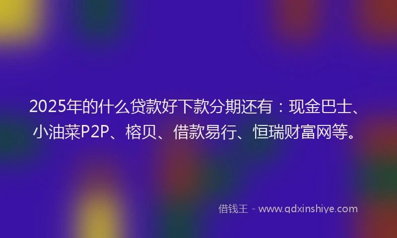 2025年的什么贷款好下款分期还有：现金巴士、小油菜P2P、榕贝、借款易行、恒瑞财富网等。