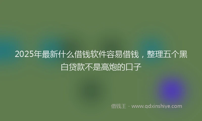 2025年最新什么借钱软件容易借钱，整理五个黑白贷款不是高炮的口子