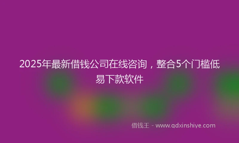 2025年最新借钱公司在线咨询，整合5个门槛低易下款软件