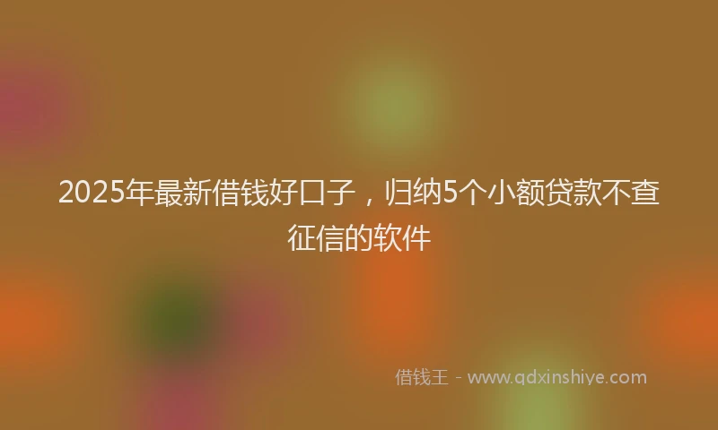 2025年最新借钱好口子，归纳5个小额贷款不查征信的软件