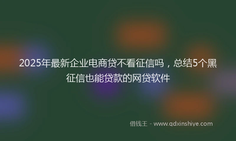 2025年最新企业电商贷不看征信吗，总结5个黑征信也能贷款的网贷软件