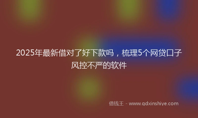2025年最新借对了好下款吗，梳理5个网贷口子风控不严的软件