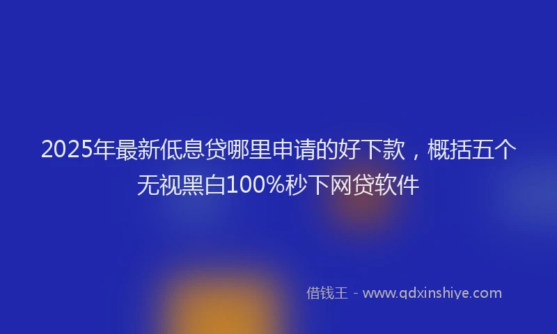 2025年最新低息贷哪里申请的好下款，概括五个无视黑白100%秒下网贷软件