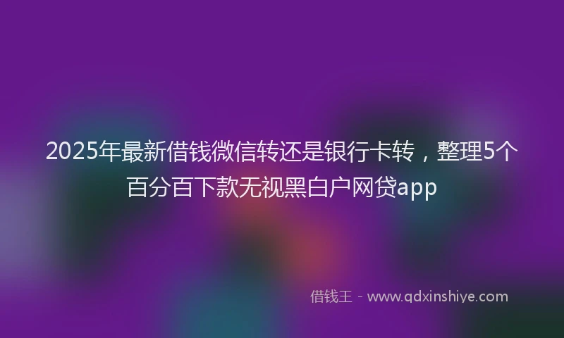 2025年最新借钱微信转还是银行卡转，整理5个百分百下款无视黑白户网贷app