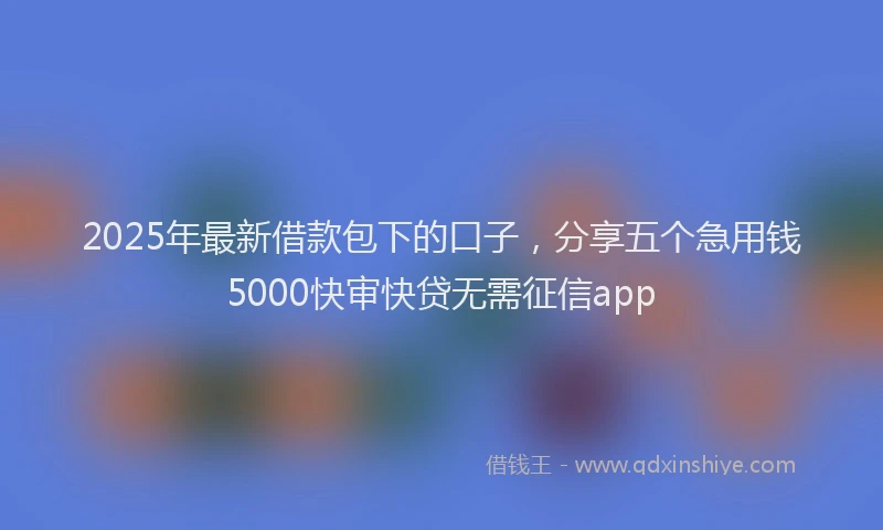 2025年最新借款包下的口子，分享五个急用钱5000快审快贷无需征信app