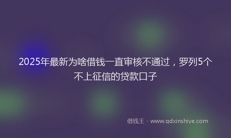 2025年最新为啥借钱一直审核不通过，罗列5个不上征信的贷款口子