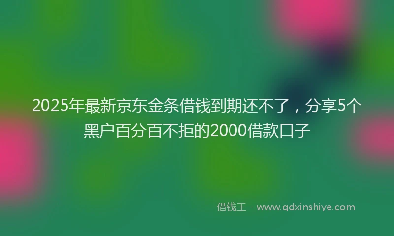 2025年最新京东金条借钱到期还不了，分享5个黑户百分百不拒的2000借款口子