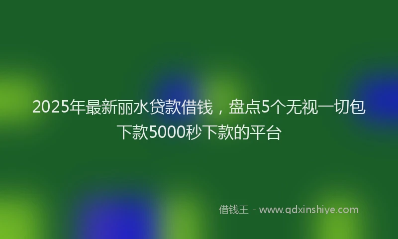 2025年最新丽水贷款借钱，盘点5个无视一切包下款5000秒下款的平台